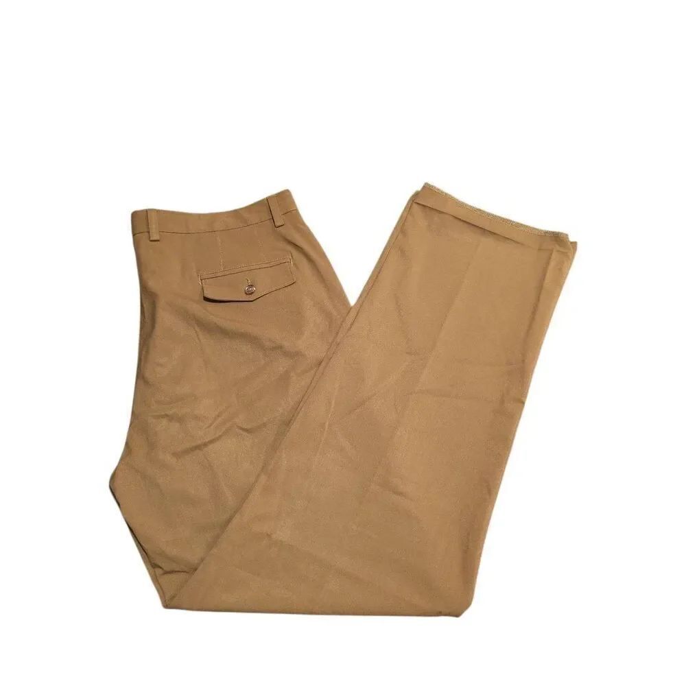 Haggar Pants Tan/ Brown Plain Weave (raw hem) Men's 38x32